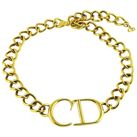 christian dior gold monogram necklace|genuine Christian Dior necklace.